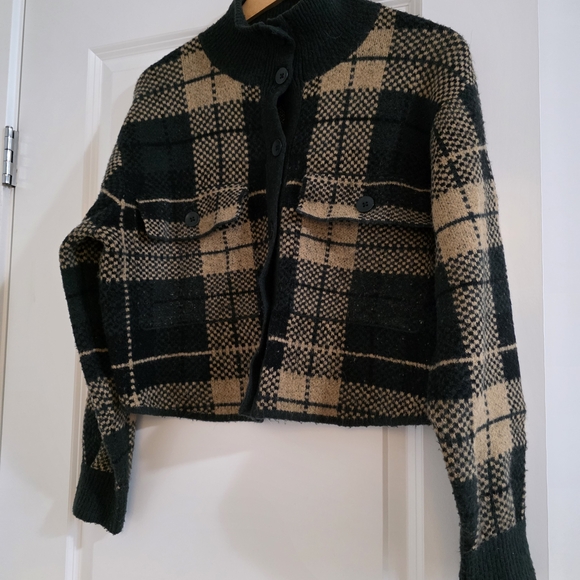 Plaid Button-Up Cardigan Sweater - Picture 2 of 4